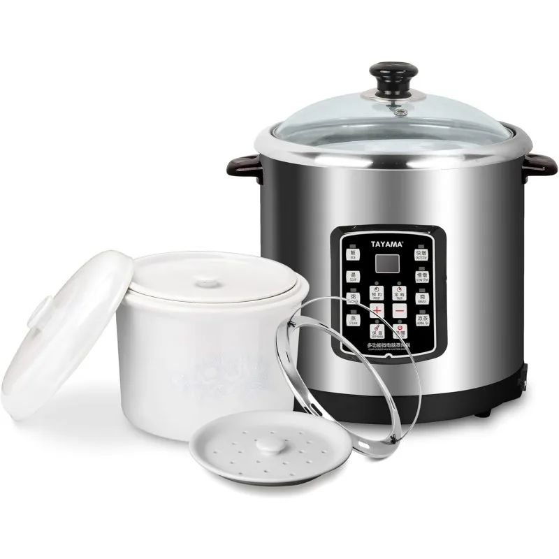 

Tayama TSP-1000 Stainless Steel 8-in-1 Multi-Functional Electric Stew Cooker 10 Liter, Large