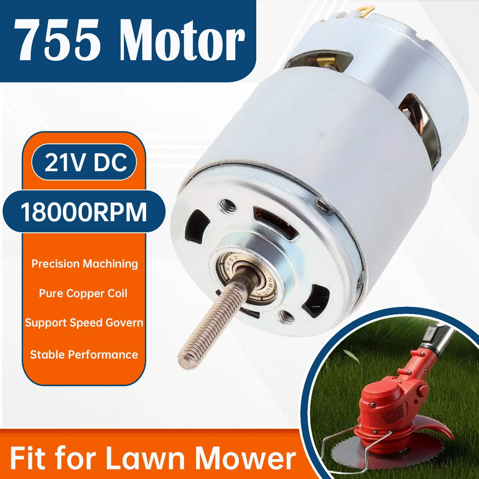 21V 755 DC Motor Lawn Mower Accessories Universal Replaces Part for Weed Trimmer /Cordless Weeder, 21V Lawn Mower Replaces Motor