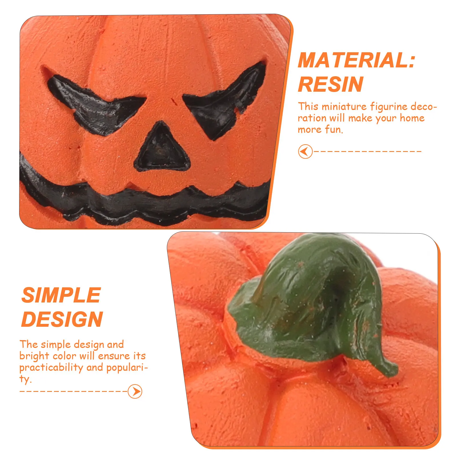 

6pcs Halloween Mini Pumpkin Figurines Resin Decorative Home Party Aquarium Desktop Scene Layout Props Micro Landscape Ornament