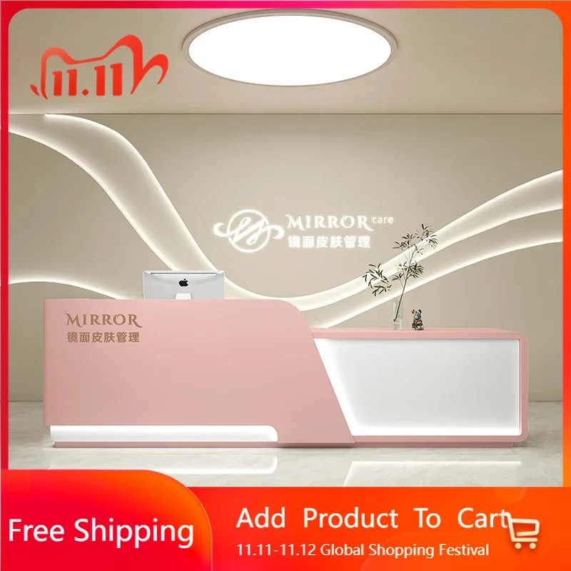 

Design Table Restaurant Reception Desk Modern Store Counter Luxury Reception Desk Cabinet Curved Bureau Postmodern Furniture