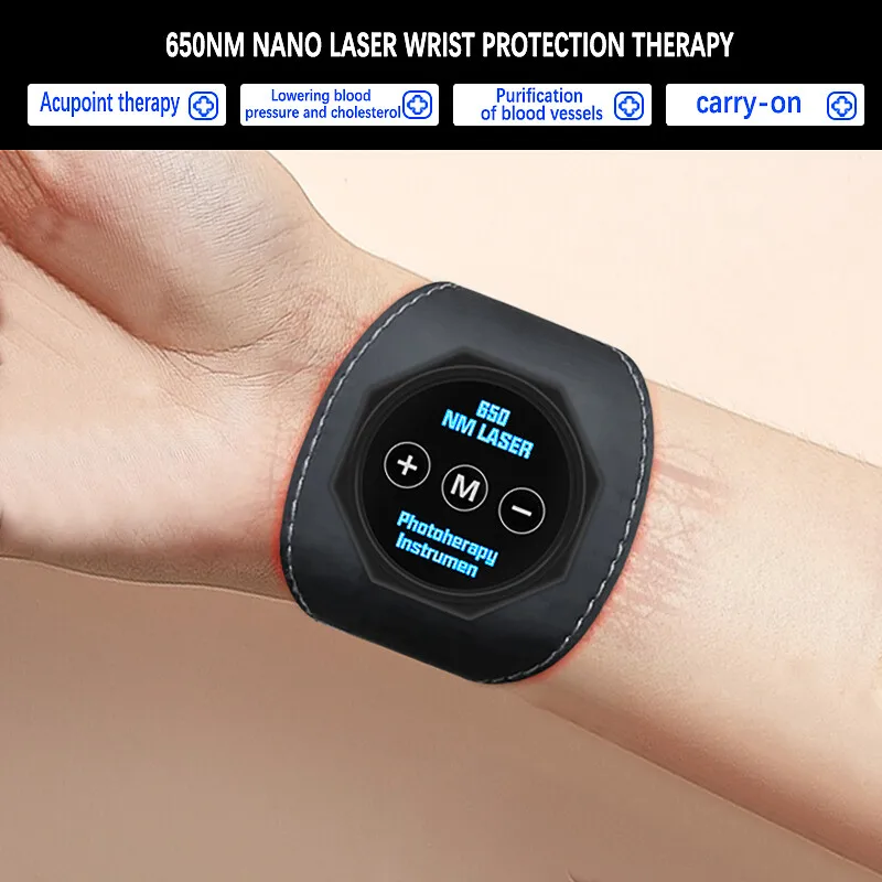 

The laser rehabilitation wristband physiotherapy device enhances wrist blood circulation, controls meridian dredging, and stimu