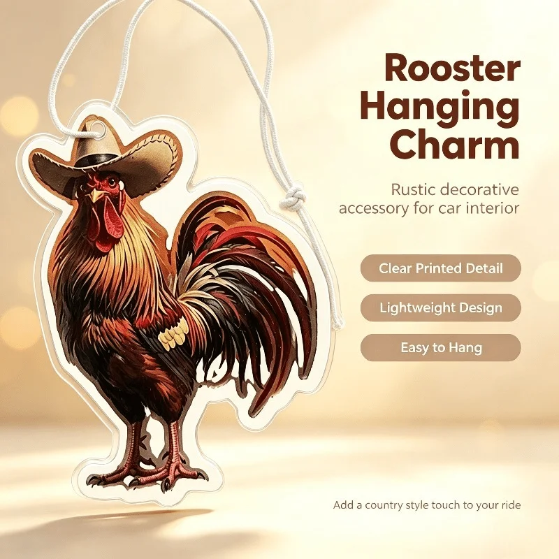 Car Air Freshener Cowboy Rooster Graphic Hanging Scent Card for Car Interior Decor Rearview Mirror Ornament Gift