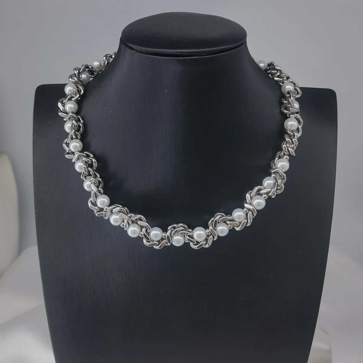 Imitation Perle Achat Perlen Halsketten Kubanische Kette Edelstahl Männer Frauen Personalisierte High-end-Halskette Mode Schmuck – Detail 6