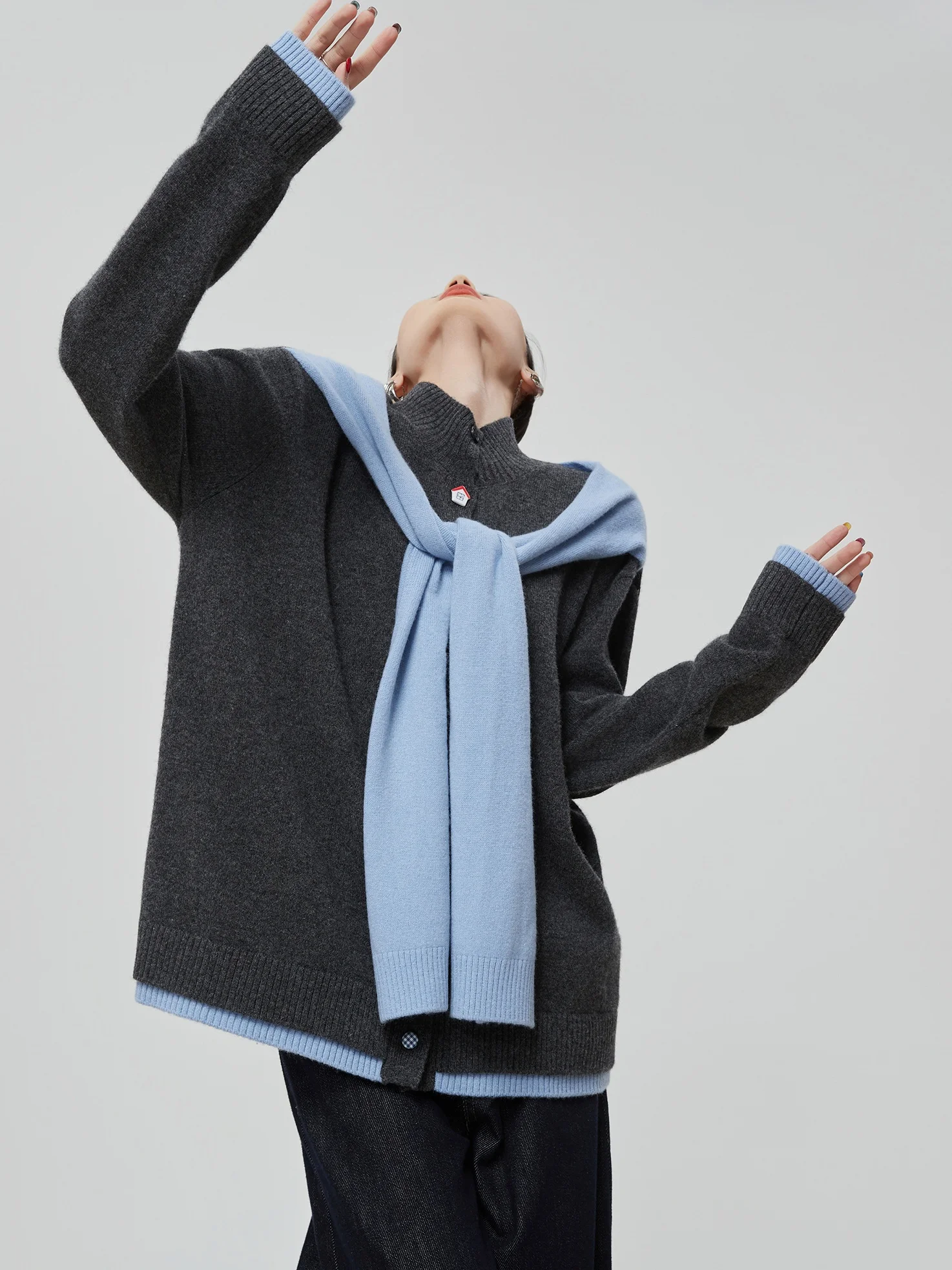 

Цветной блуз, вязаный кардиган с запахом, женский свободный повседневный свитер без рукавов, Jaet, осень-зима, Новое поступление, ay