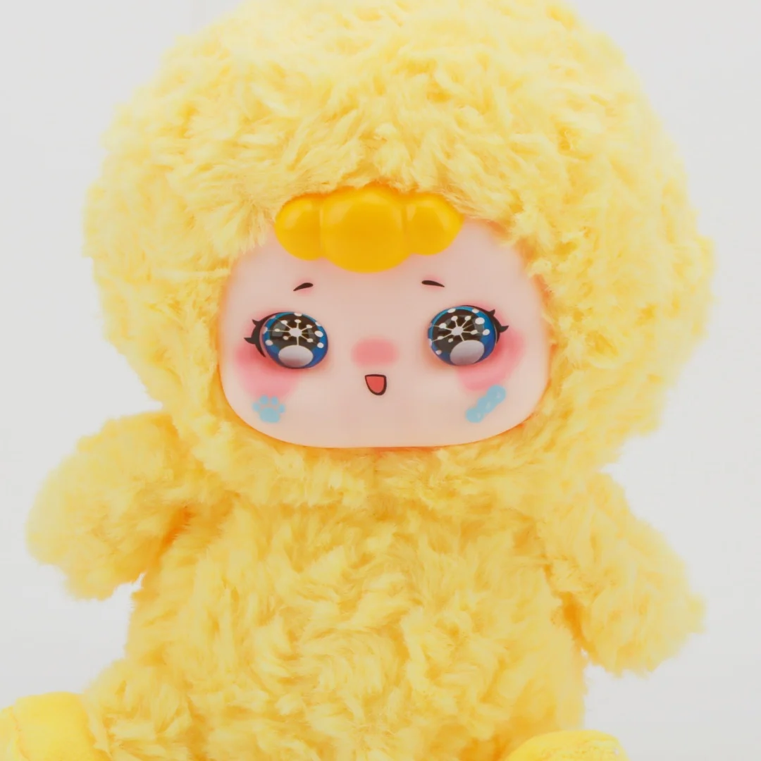 Niedliches Enten-Plüschtier mit zufälligem Gesicht, Vinyl-Plüsch-Hybrid-Stofftier, bezauberndes Kawaii-gelbes Enten-Spielzeug, Geschenk für Kinder, Teenager und Entenliebhaber