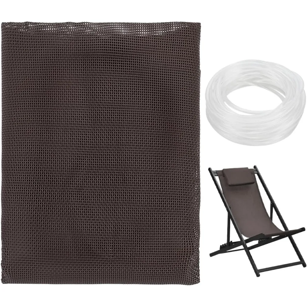 

1 Yardx59Inch Chair Replacement Fabric with 32.8ft Transparent PVC Sling Splines Coconut Brown Beach Chair Cloth Replacement