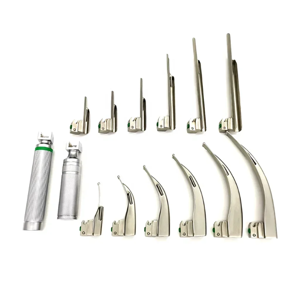 Intubation Fiber Optic Set 12 Blades 2 Battery Handle Anesthesia Laryngoscope Laryngoscope Set