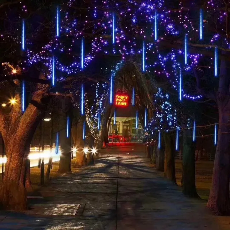 Fairy Solar LED Meteor Shower String Light Holiday 2024 Christmas Decoration Outdoor Garden Decor Street Garland Waterproof