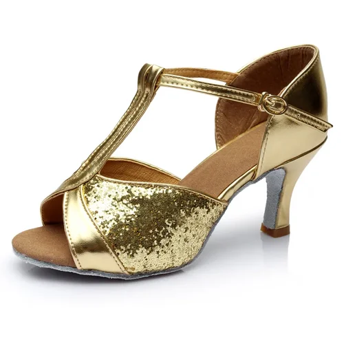 Zapatos de baile de salón para mujer, zapatos de baile latino, suela suave de Tango, zapatos de Jazz modernos, zapatos de Salsa para niñas, sandalias de práctica de 5/7cm para mujer