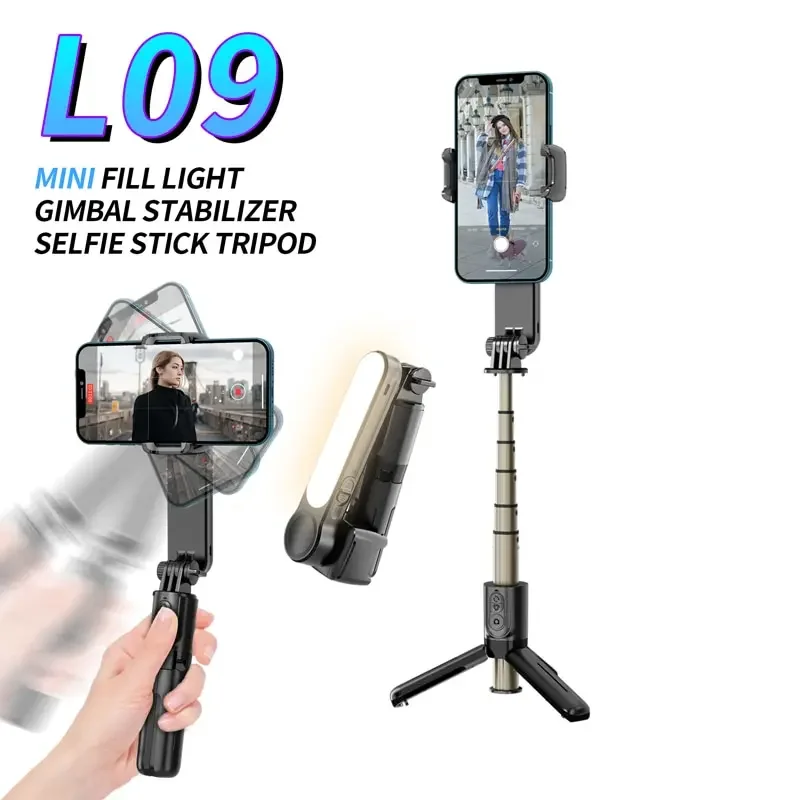 

L09 Wireless Bluetooth Selfie Stick Tripod Handheld Gimbal Stabilizer Monopod With Light Shutter for IOS Android Camera Holder