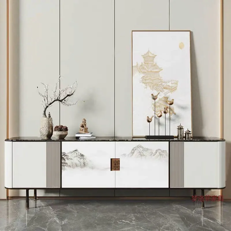 DSA New Chinese Light Luxury TV Cabinet Modern Simple Villa Model Room Living Room Solid Wood Locker