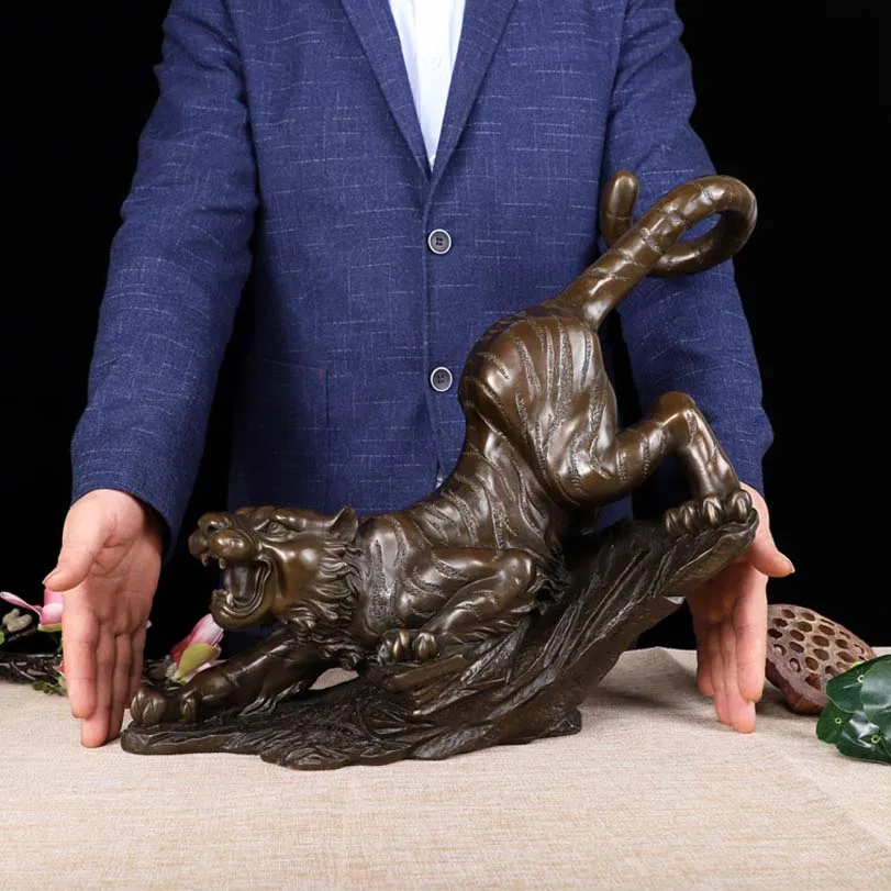 large 2023 HOME Store high grade Bronze carving Prosperous Auspicious GOOD LUCK Fortune tiger Mascot FENG SHUI Decoration