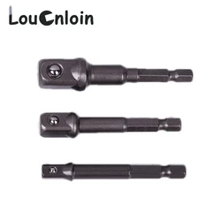 3pcs Set Chrome Vanadium Steel Socket Adapter Hex Shank to 1/4