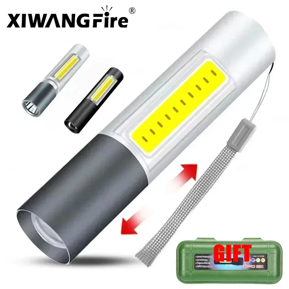 مصباح ليد جيب صغير 800LM زوومابلي USB قابلة للشحن مصابيح مقاومة للماء 3 طرق التبديل المحمولة الشعلة التخييم في الهواء الطلق ضوء فلاش