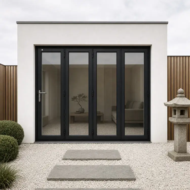 Fashionable External Entrance Folding Door Value for Money Aluminum Glass Accordion Folding Doors Rainproof Fold Up Doors