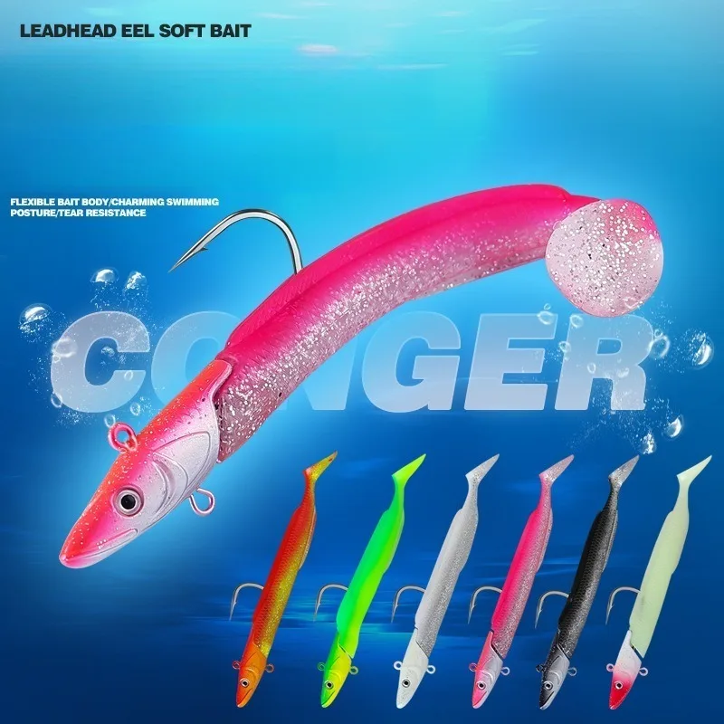 1 unidade Isca Artificial Macia de Pesca 12cm 23g, Isca de Afundamento Luminosa Tipo Enguia com Cauda Dupla em T, Isca de Afundamento Lento com Cabeça de Chumbo