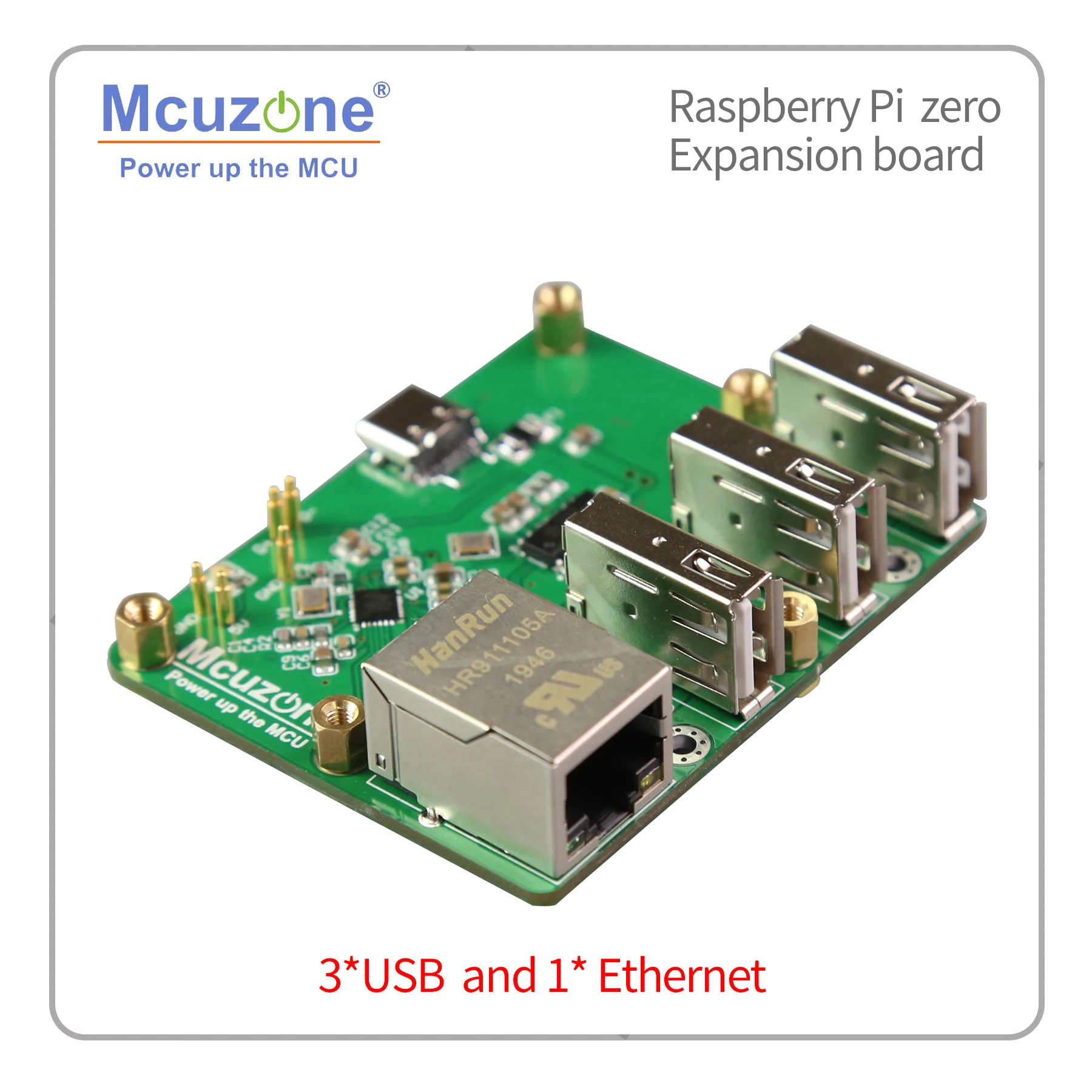 Ethernet and USB main board for RaspberryPi zero/zero W, USB to Ethernet  USB HUB RJ45 Hat, Powered by USB type C, gold probe