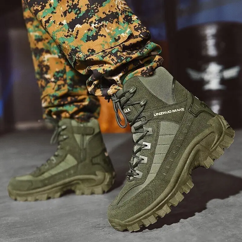 Vattentäta utomhusstövlar med punkteringsskydd för män Stridsstövlar Arméstövlar Waterproof and puncture-proof military boot for