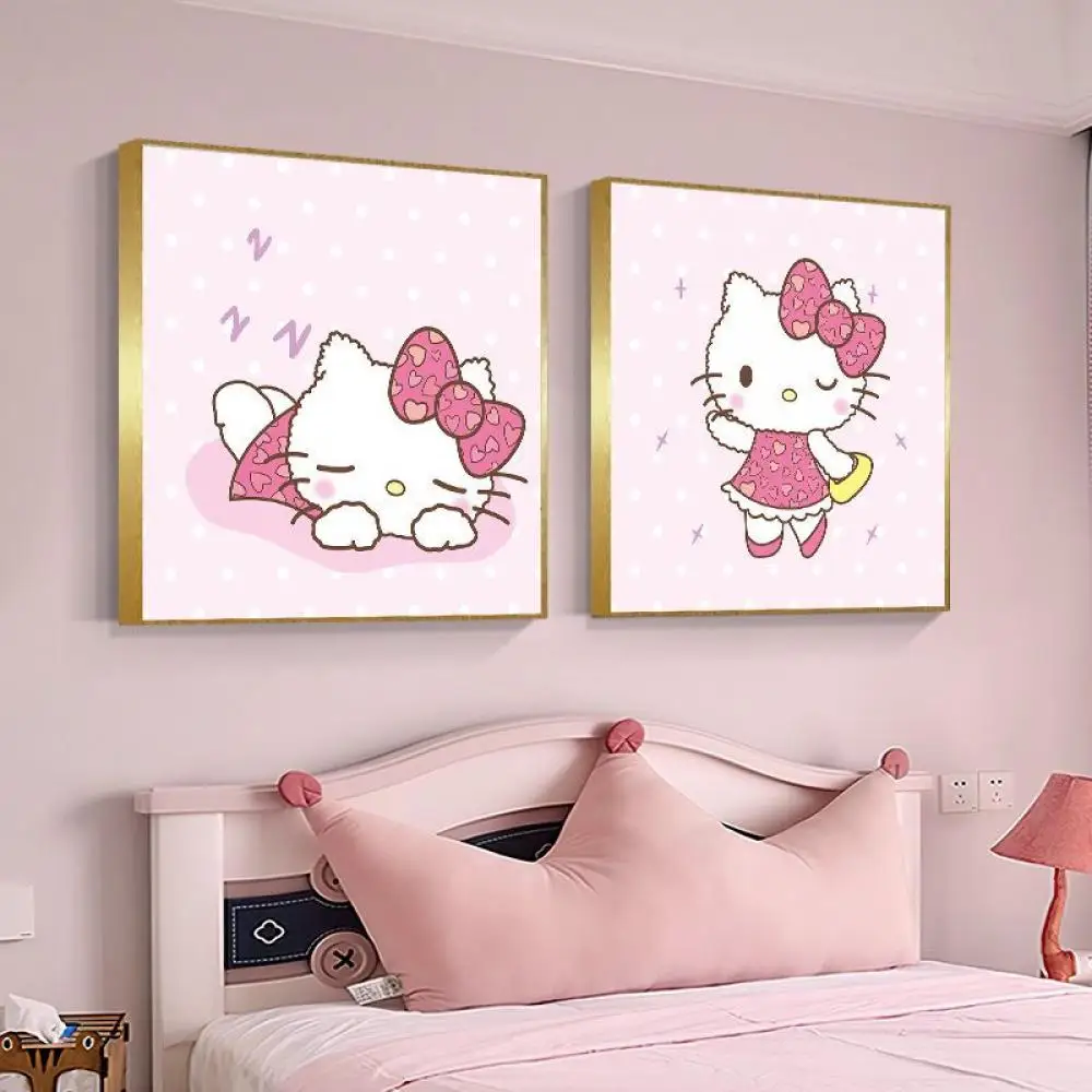 

Mural Kawaii Sanrio Hello Kitty Anime Figure Hanging Pictures Decorative Paintings Bedroom Living Room Dormitory Child Household