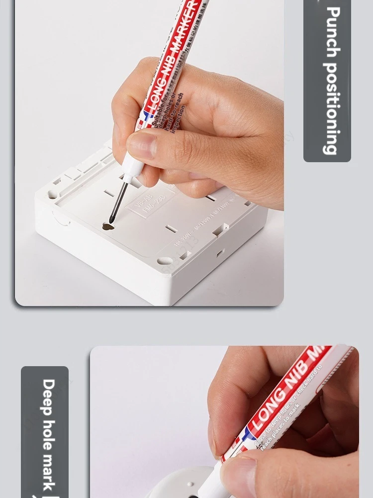 4–100 Stück, 2 cm, wasserdicht, langer Kopf, Tiefloch-Markierungsstift für Metall, Schreiner, Rot/Schwarz/Blau/Grün/Weiß, Holzbearbeitungswerkzeuge – Detail 5