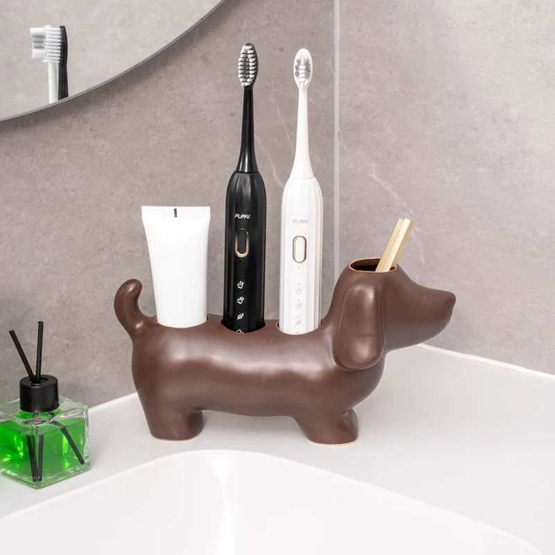 

Creative Sausage Dog Electric Toothbrush Holder Ceramic Toothbrush Set Washbasin Toothpaste And Toothbrush Shelf