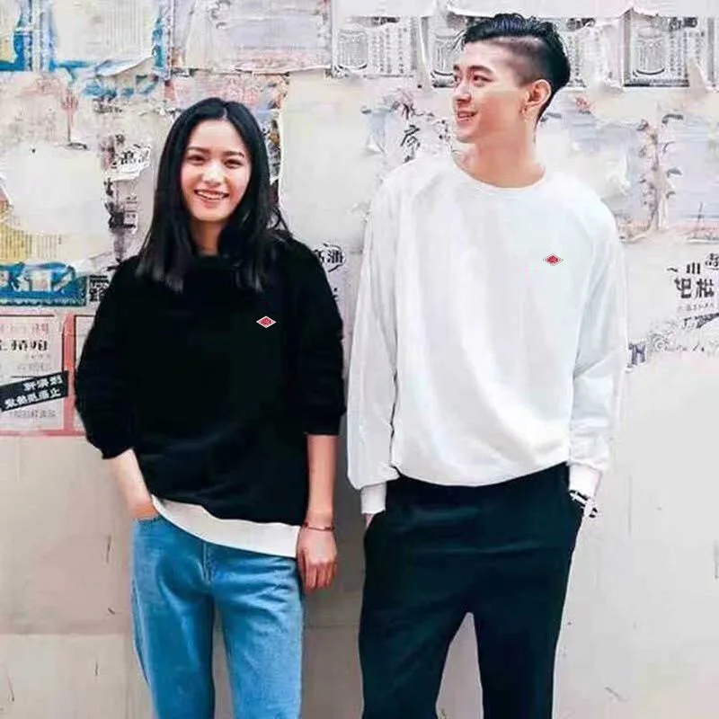 Męska/Damska bluza dresowa na wiosnę 2024 z identycznym haftem, bawełniana, z okrągłym dekoltem, długi rękaw, luźny krój, wygodna.