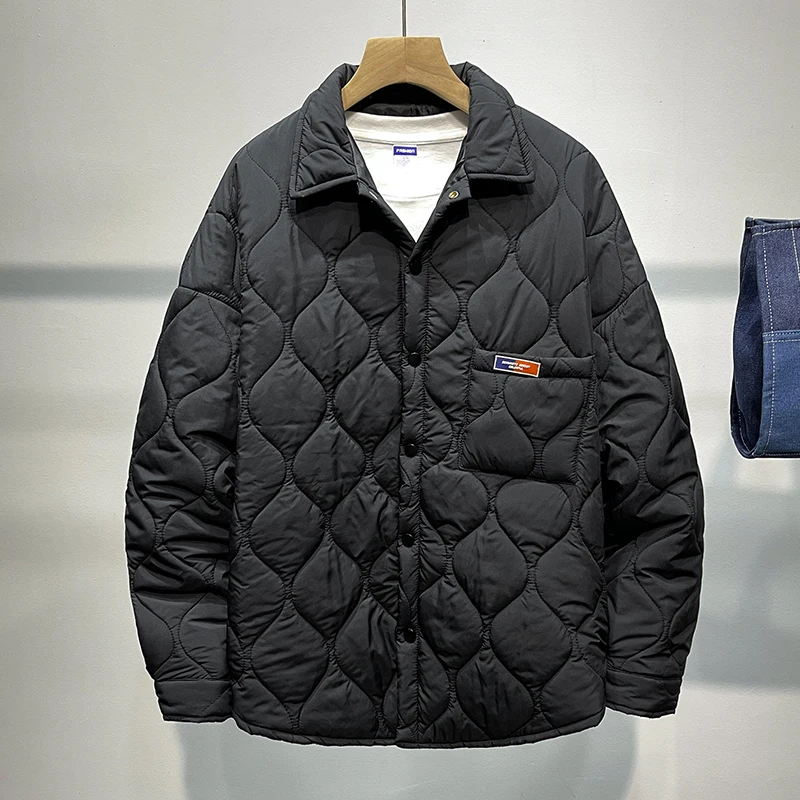 

Мужская легкая пуховая куртка с ромбовидным узором, утепленная, теплая зимняя куртка в американском ретро-стиле, модная брендовая зимняя одежда