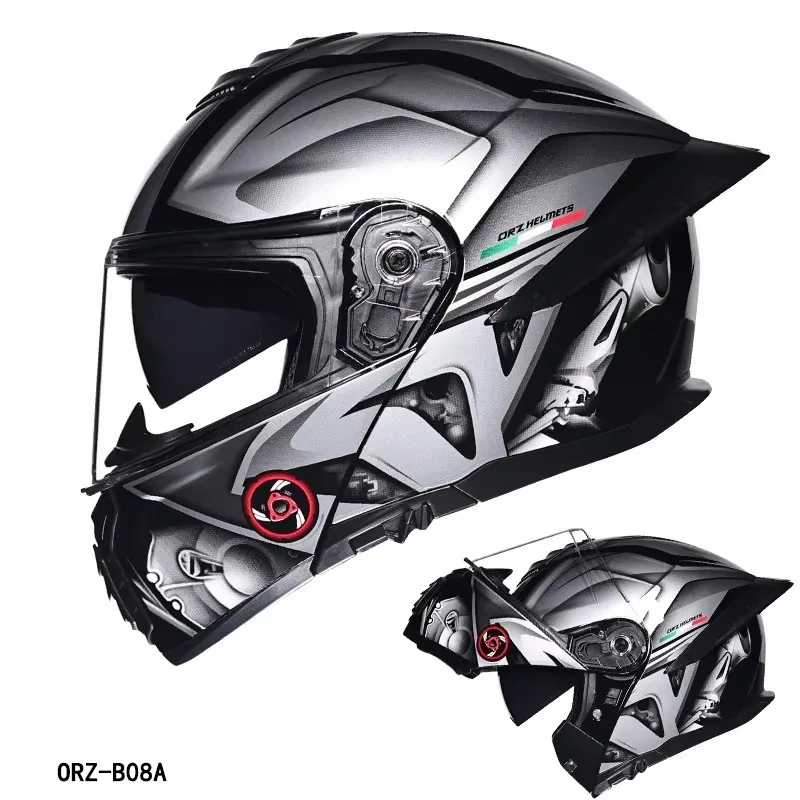 DOT Certified Helmet Motorcycle Helmet Dual Visor Modular Motorcycle Helmet Cascos Para Moto Motocross Night Vision Lenses