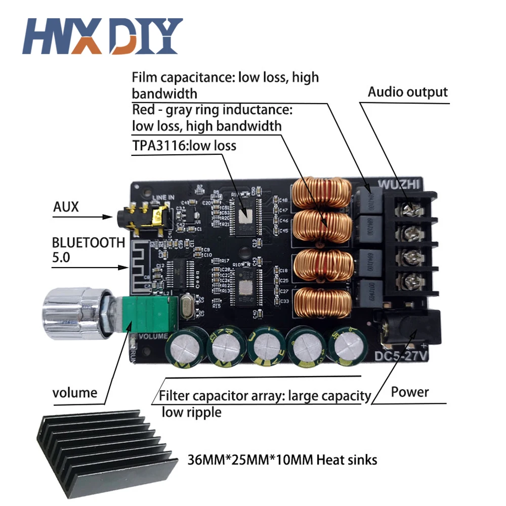 ZK1002L 1002 502L 502C HIFI 100WX2 TPA3116 Bluetooth 5.0 High Power Digital Amplifier Stereo Board AMP Amplificador Home Theater