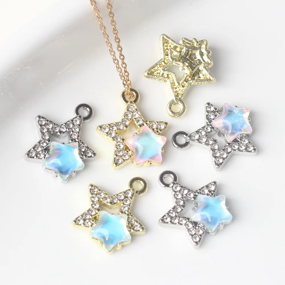 

10Pcs/pack Simple Alloy Resin Inlaid Starfish Pendant DIY Bracelets Necklaces Jewelry Accessories