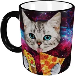 Space Cat Pizza Ceramic Coffee Mug Unique Best Gifts Microwave and Dishwasher Safe Funny Tea Cup 11oz