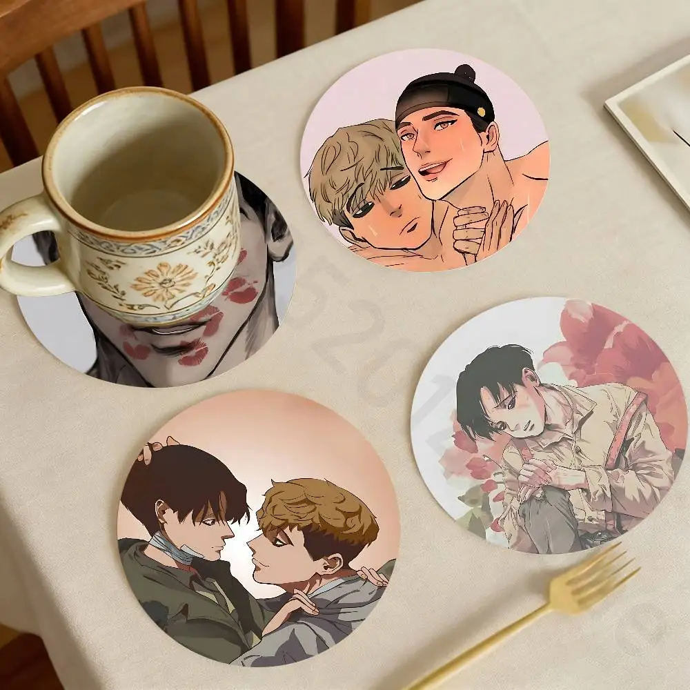 

Killing Stalking Wooden Cup Coaster Tea Coffee Beverage Colour Printing Cup Mat Home Restaurant Decorations