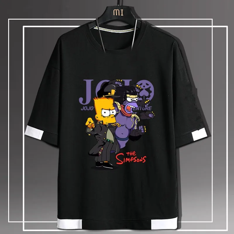 

Disney The Simpsons family T Shirt Personality Casual Marvel Spider Print Hip Hop Short Sleeve Round Sport Shirt Oversized Men