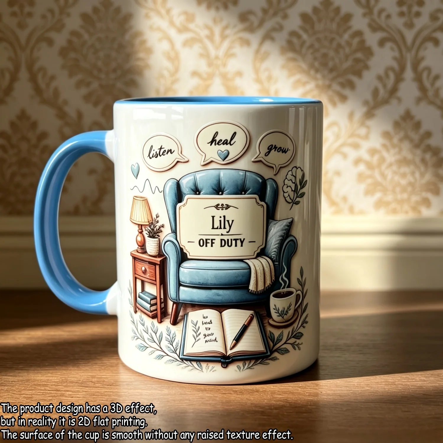 Soft Blue Therapist Mug 2D Print Custom Counseling Office Coffee Cup Gift for Counselor Psychologist