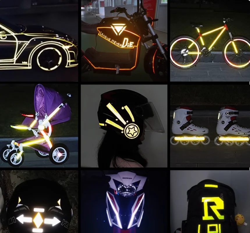 Reflective sticker for electric motorcycle trunk bicycle collision prevention nighttime fluorescent reflective strip