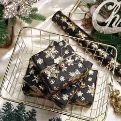 3D Kraft Christmas Wrapping Paper Mini Roll 43x500cm Gold Black Christmas Snowflake With Embossed Holiday Party Celebration