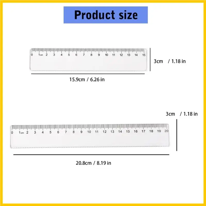 Q1JF 5 PCS 15/20 Rignetto Straight Primary School Set Set Plastic Ruler Clear Ruler
