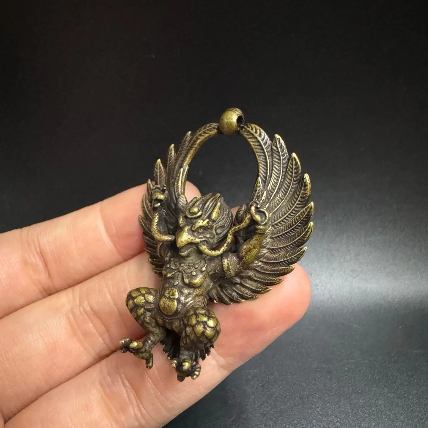 Nepal Tibetan Lima Brass Garuda Pendant Ethnic Vintage Collectible Feng Shui Amulet for Daily Wear