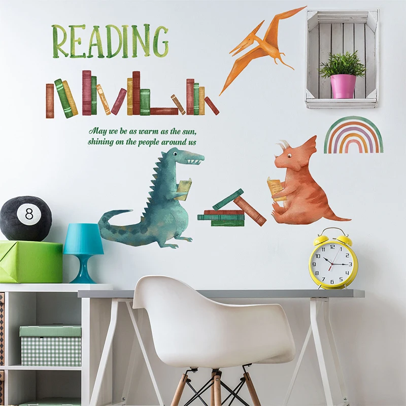 Removable Dinosaur Wall Stickers, Cartoon Book, Bedroom, Living Room, Children's Room, Removable, Wall Art, Room Decor