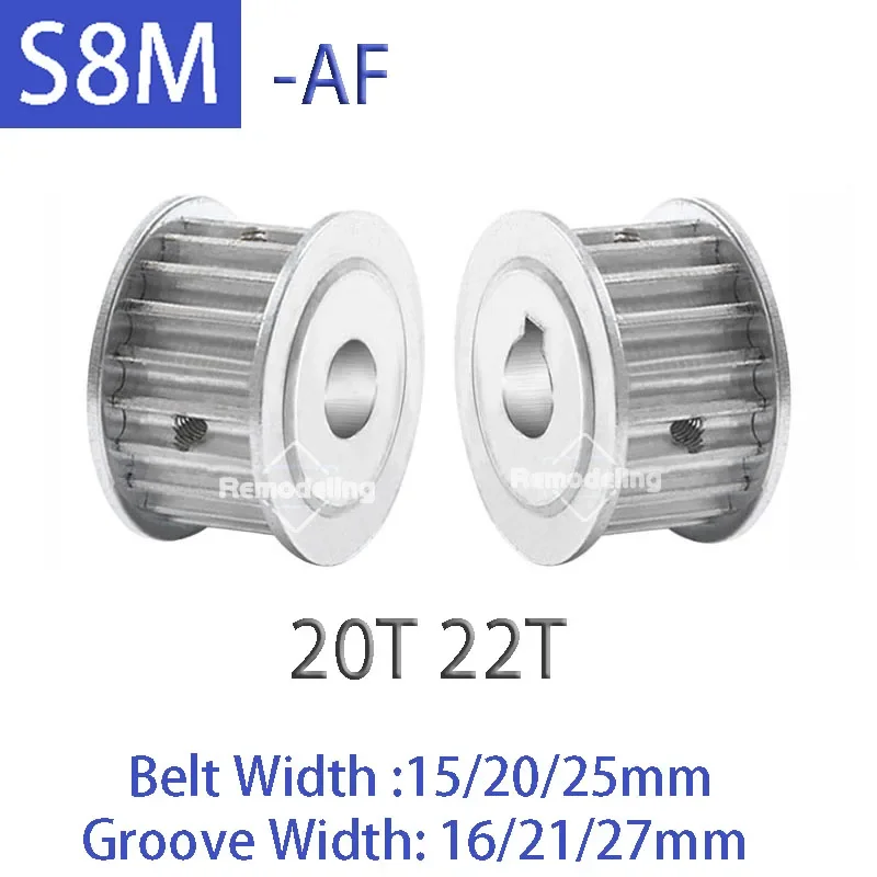 

1pcs S8M AF Timing Pulley Aluminum Alloy 20T 22T Teeth Synchronous Wheel Belt Width 15/20/25mm Bore 8mm-28mm Pitch 8mm