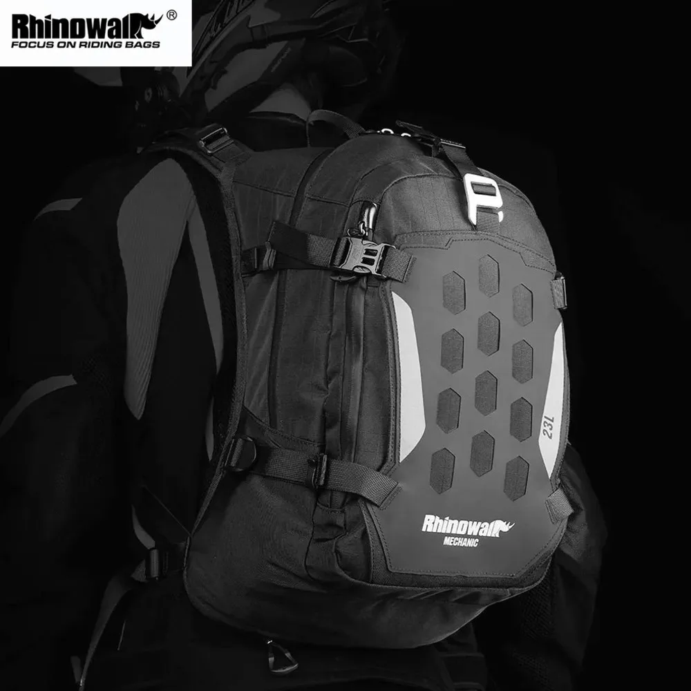 Rhinowalk Motorcycle Backpack Waterproof 23L Big capacity Breathable Cycling Bag Laptop Bag With Rain Cover Travel Storage Bag