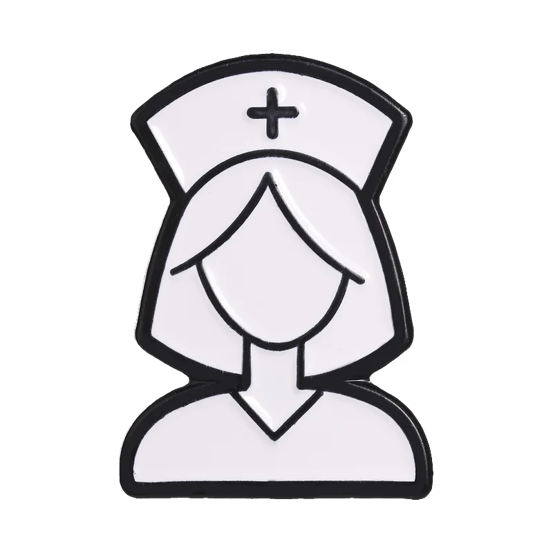Минималистичный-мультяшный-эмалевый-значок-медсестры-черно-белый-линейный-рисунок-брошь-для-медицинских-работников-бейдж-ювелирное-украшение-подарок-для-друзей