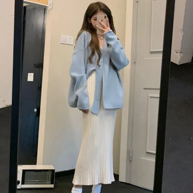 Sleeveless Dresses Women Autumn Newly Chic Vintage Gentle Female Solid Slim Spaghetti Strap Leisure Ulzzang Fashion Knitted Ins
