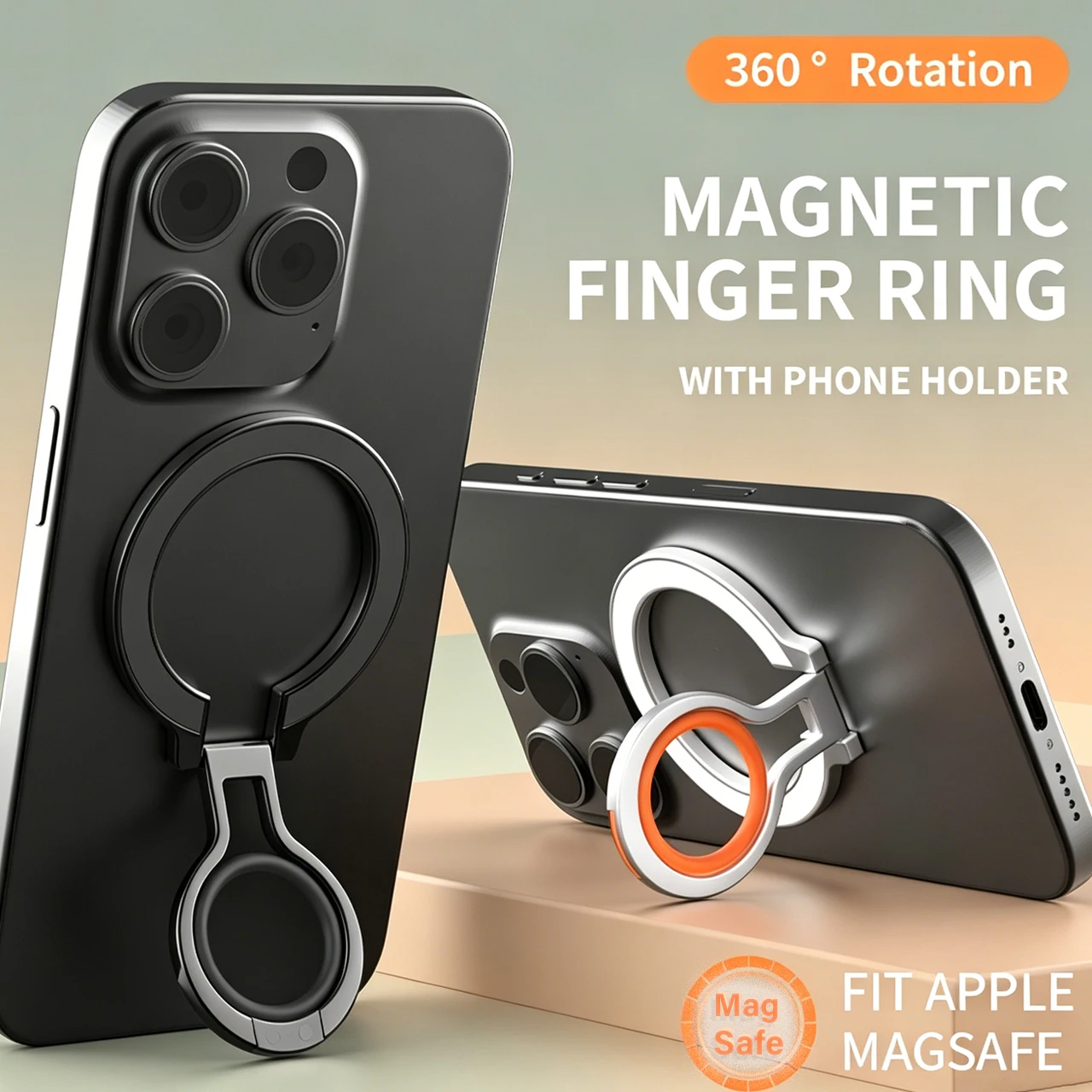 360 °   Drehbarer Fingerring-Magnethalter für MagSafe – Faltbarer, tragbarer Starker Magnetständer für iPhone 17, 16 Pro, Samsung