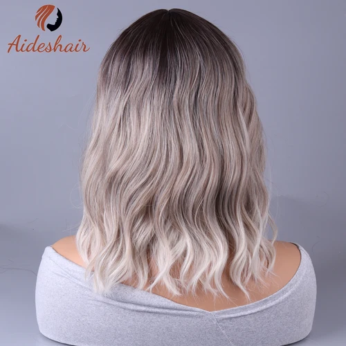 Imagen 2 del producto Peluca sintética de estilo celebridad de Internet, pelo con flecos, color gris claro, estilo europeo y americano, 2023