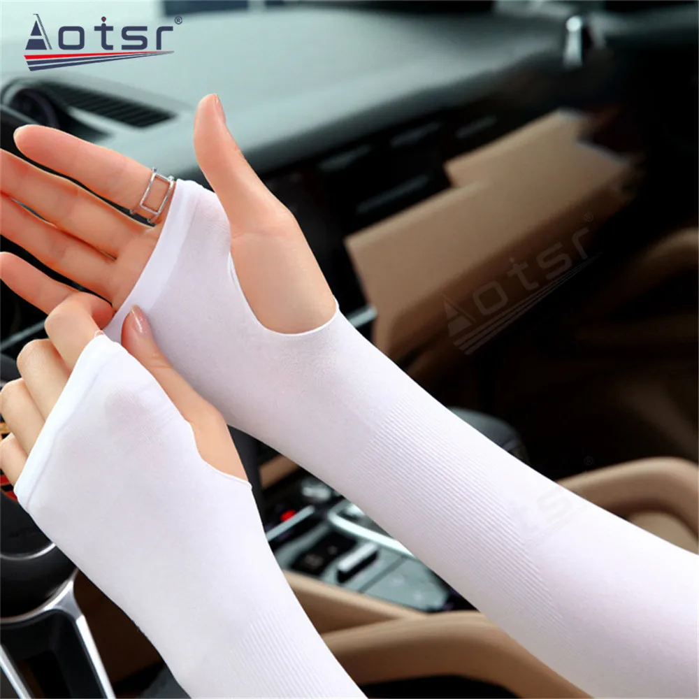 New Women 1 Pair Ice Silk Sunscreen Sleeves for Men and Women Outdoor Cycling and Driving UV Protection