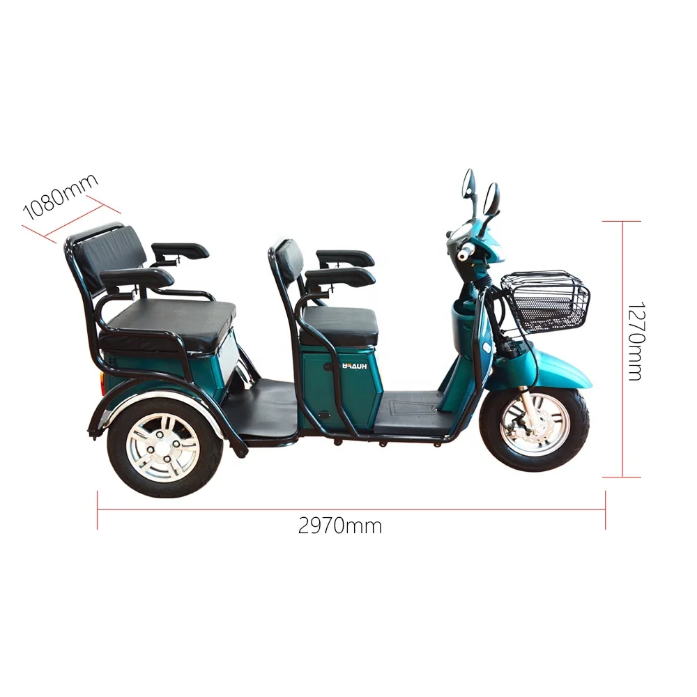 Vecchia coppia due posti shopping bike con cesto grande secchio anziani assistito facile spostamento tricicli elettrici scooter a tre ruote