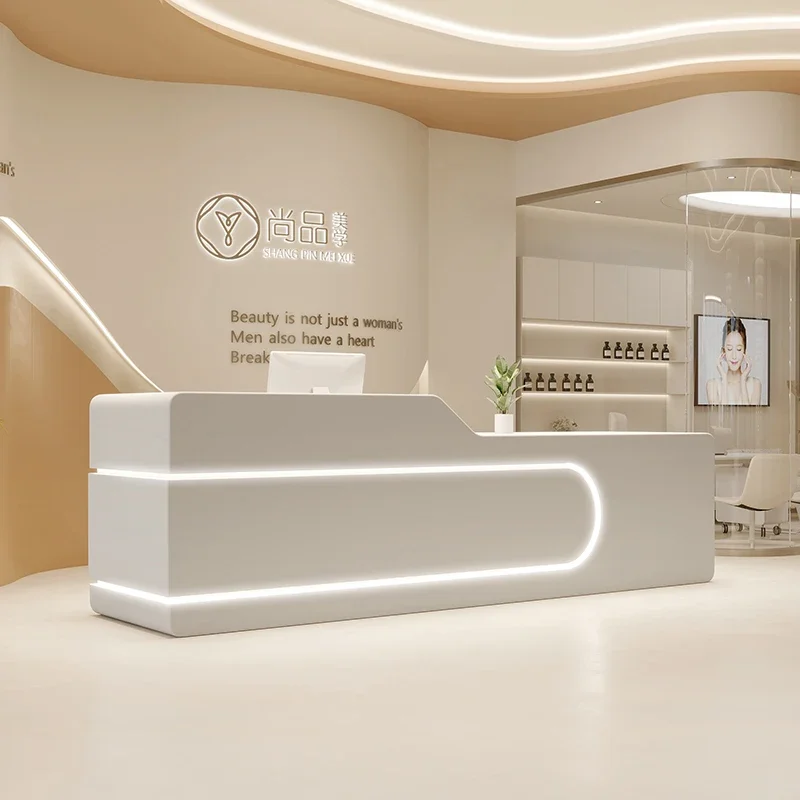 Mostrador de recepción moderno, mueble profesional para oficina, centro de belleza, barbería, salón, escritorio largo, expositor