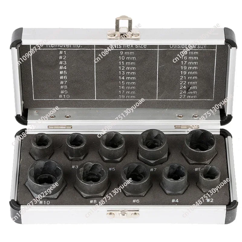 10-piece Set of Broken Nut Bolt Extractor Anti-tooth Sleeve Hexagonal Rusty Broken Wire Extractor Screw