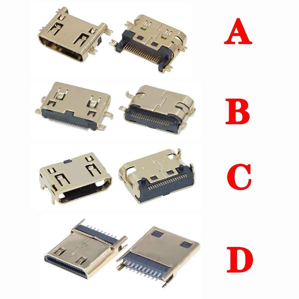 10 sztuk Mini HDMI kompatybilny męski żeński złącze SMD 19 pin Reflow lutowane kątowe powierzchni kopiec PCB Rohs gniazdo